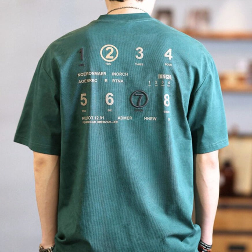 Letter Printed Short-sleeved T-shirt Men's A0890