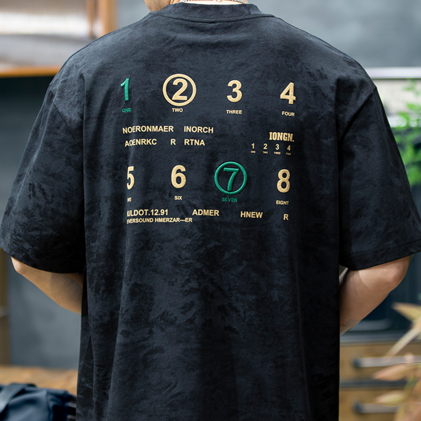 Letter Printed Short-sleeved T-shirt Men's A0890