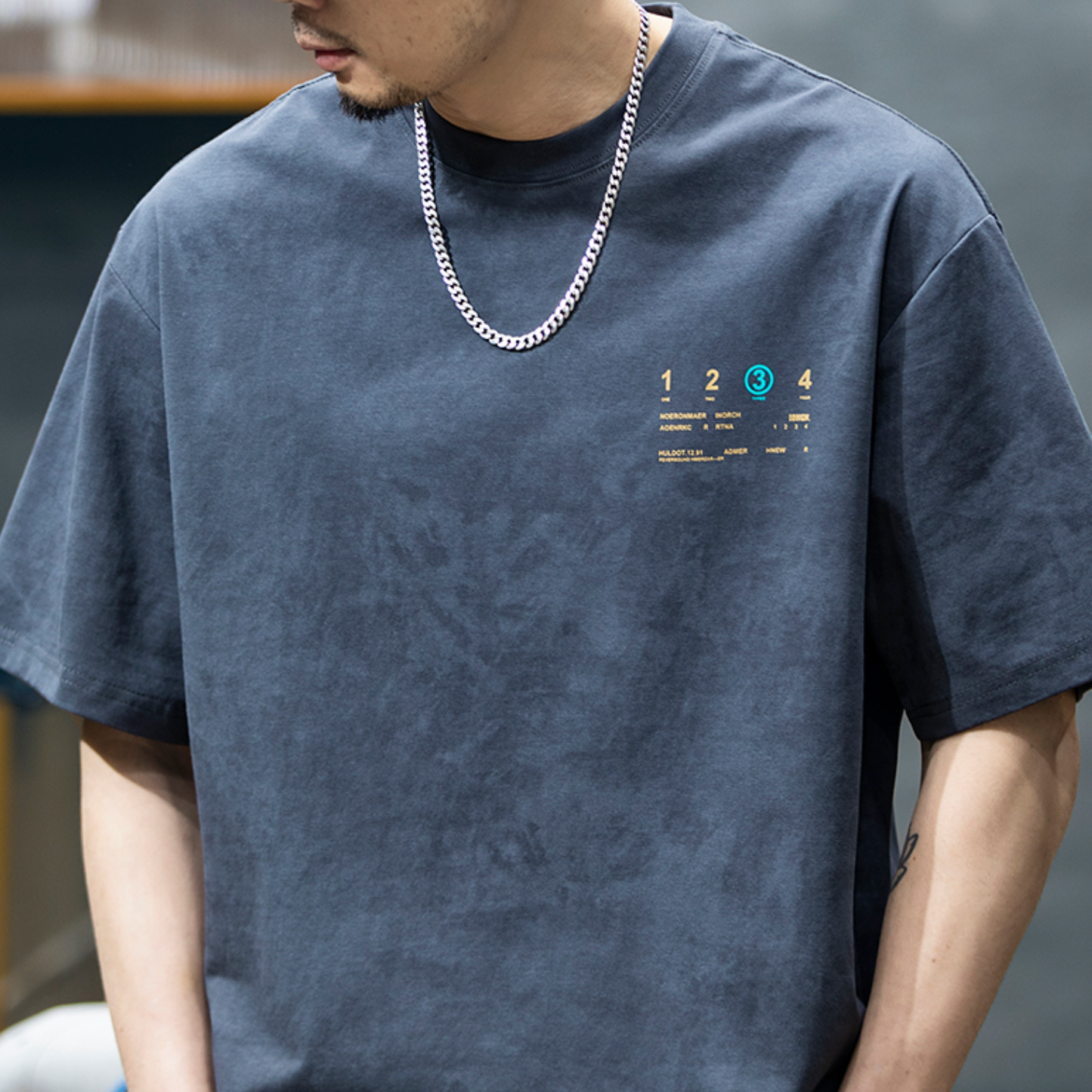 Letter Printed Short-sleeved T-shirt Men's A0890