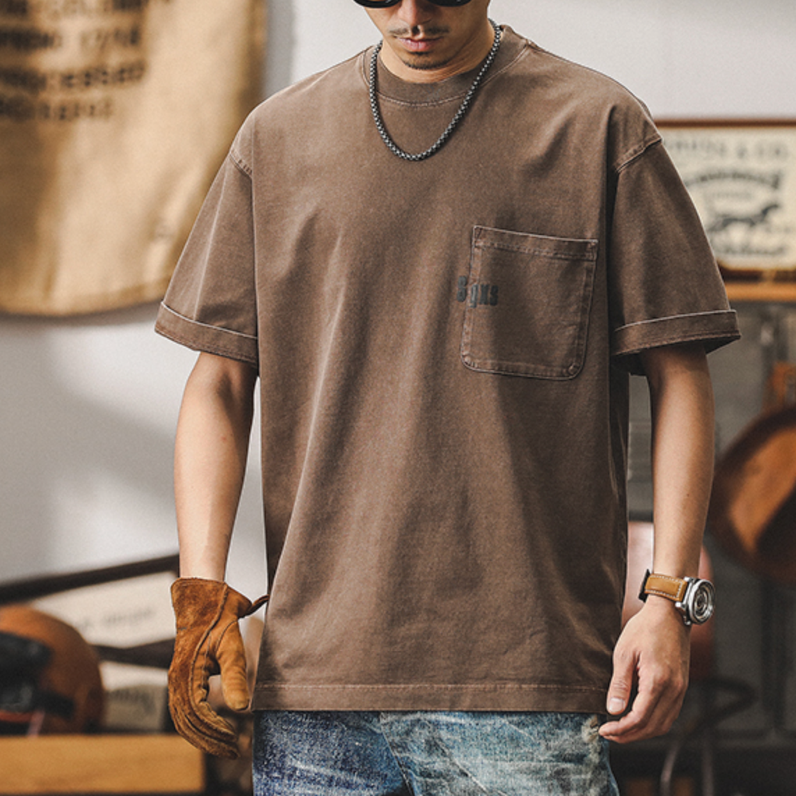 American Short-sleeved T-shirt Men's A0893