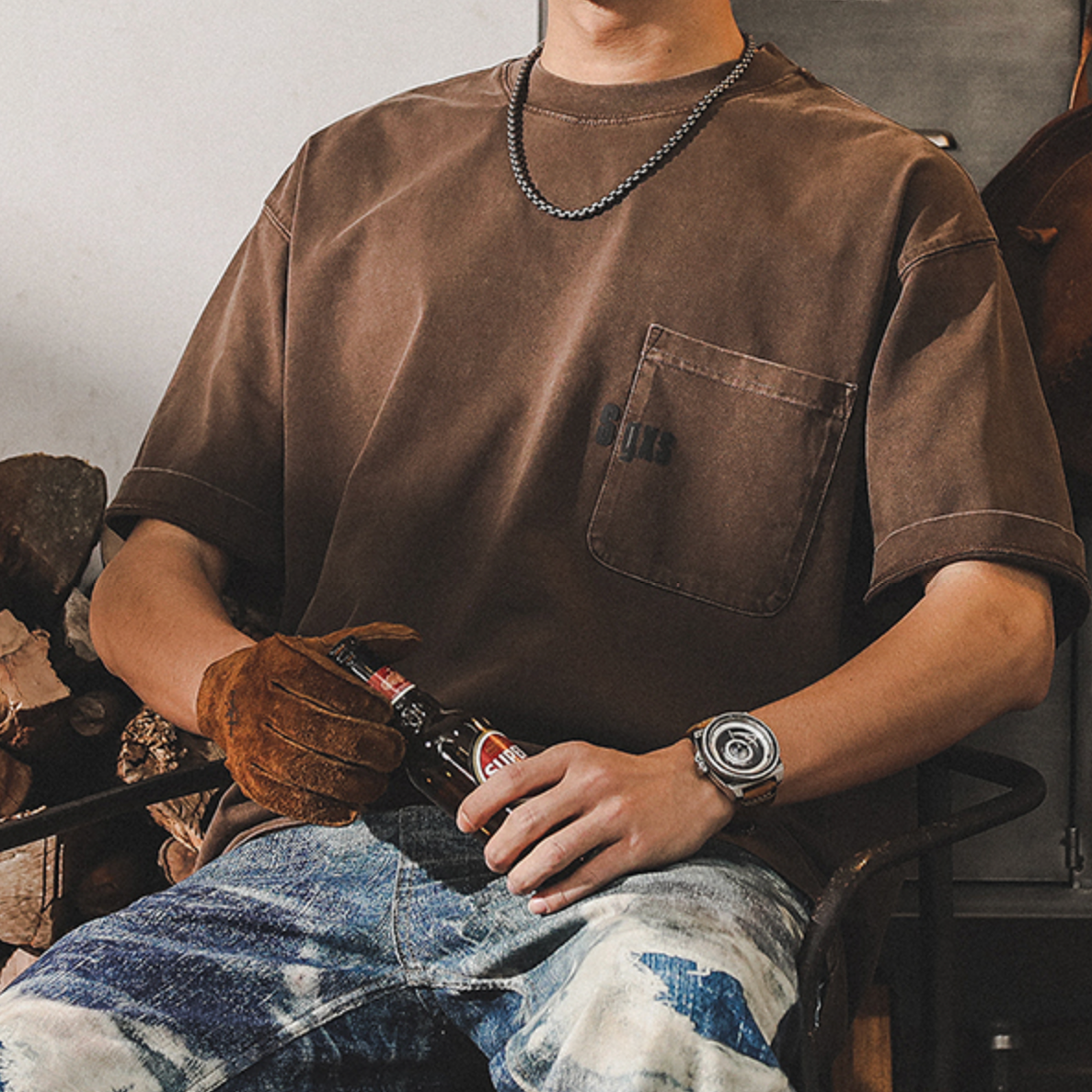 American Short-sleeved T-shirt Men's A0893