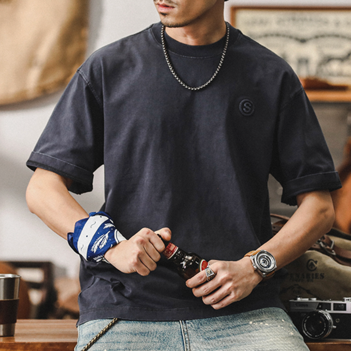 T-shirt Men's Three-dimensional Steel Printed A0897