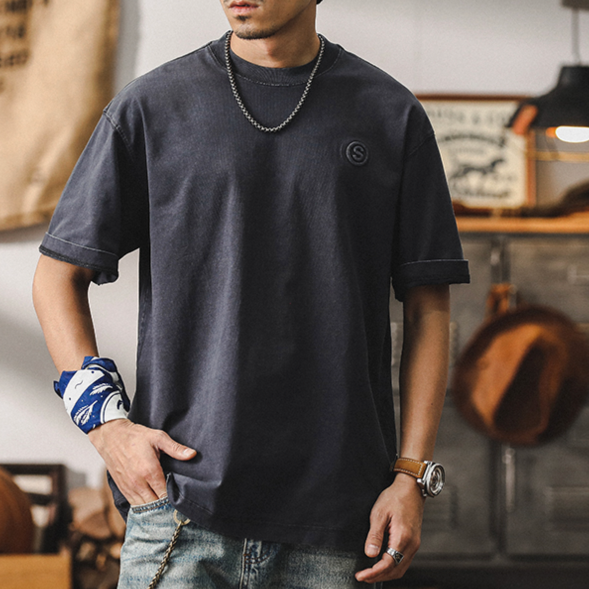 T-shirt Men's Three-dimensional Steel Printed A0897