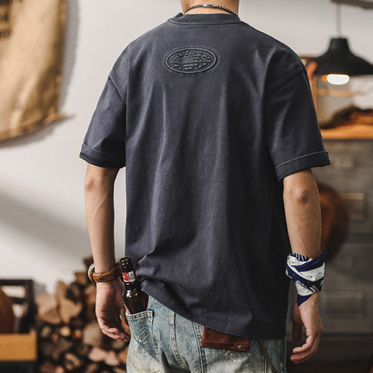 T-shirt Men's Three-dimensional Steel Printed A0897