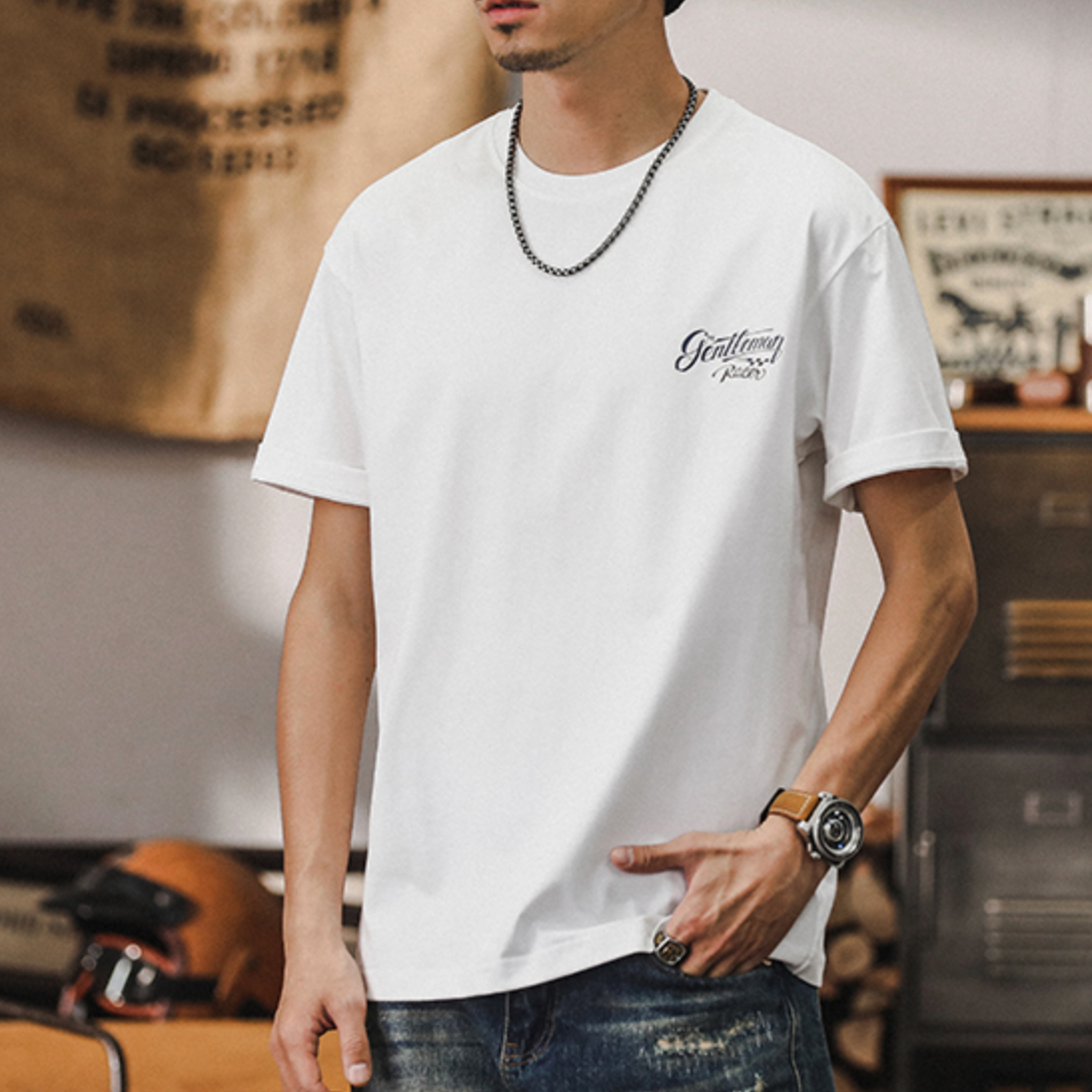 American T-shirt Men's Short-sleeved A0899