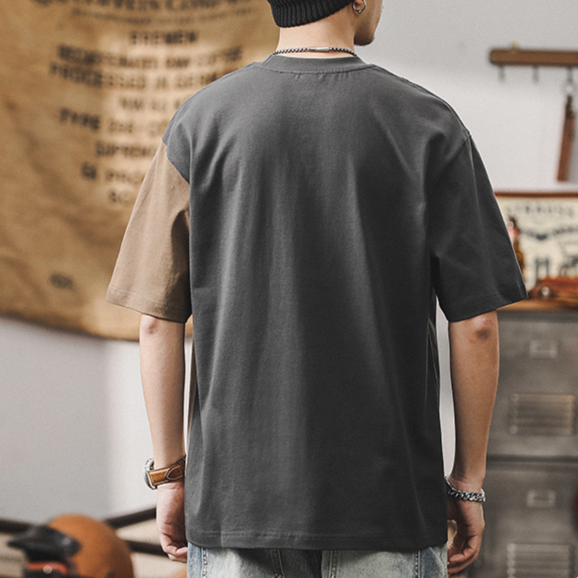Contrast Color Short-sleeved T-shirt A0938