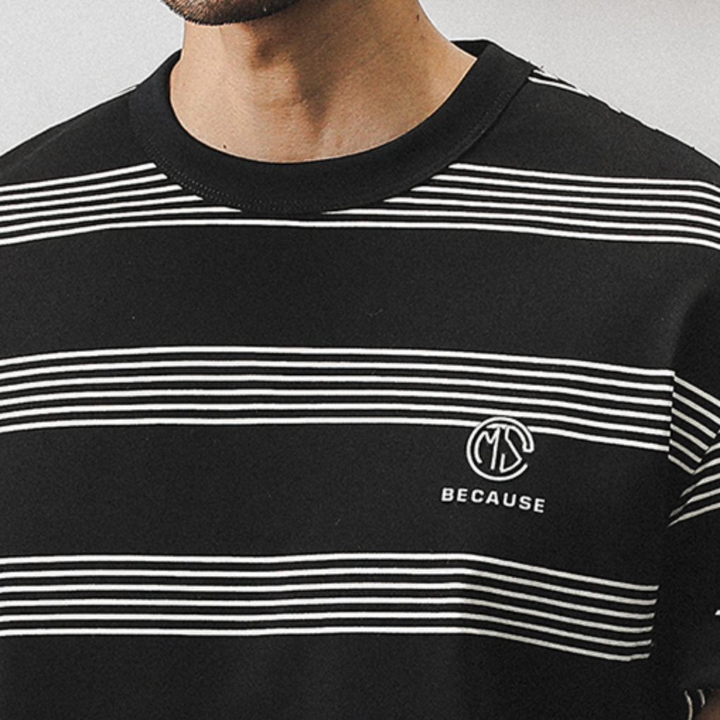 Multi Border Short-sleeved T-shirt A0943