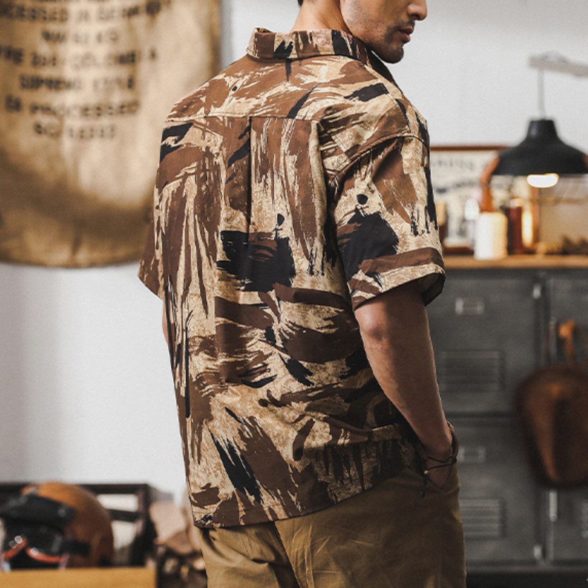 Loose Camouflage Casual Half-sleeved Polo Shirt A0950