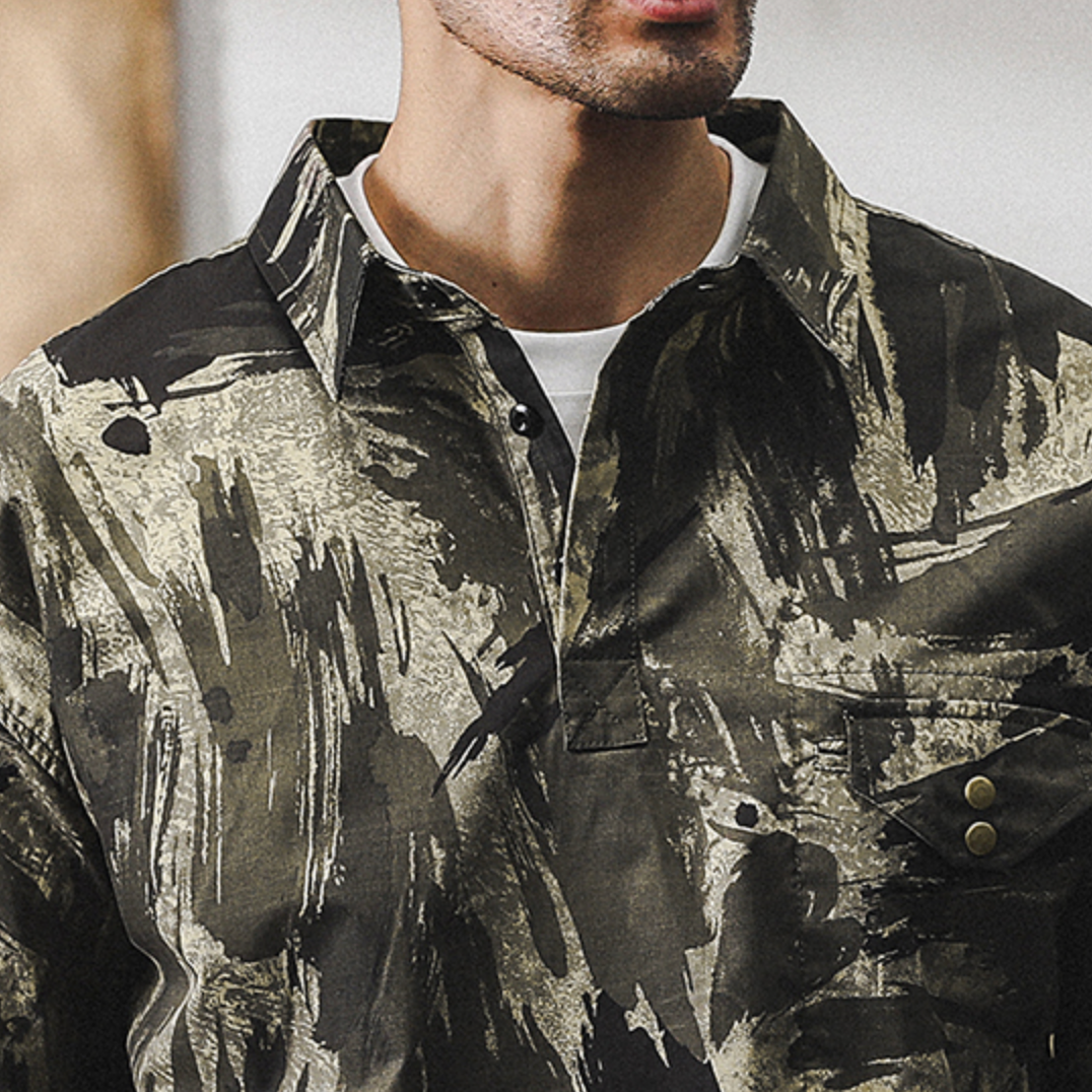 Loose Camouflage Casual Half-sleeved Polo Shirt A0950