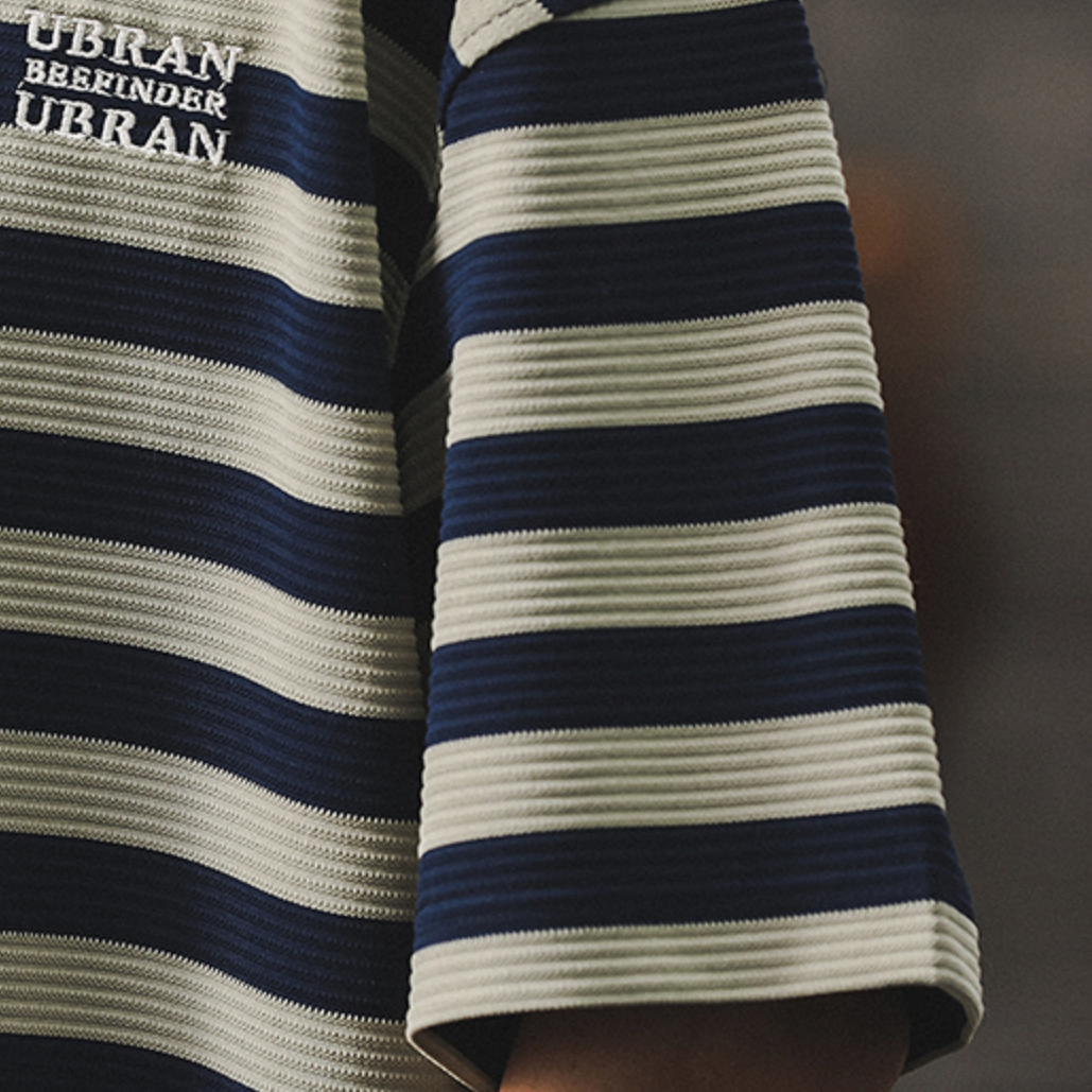 Short-sleeved T-shirt Striped Top A0961