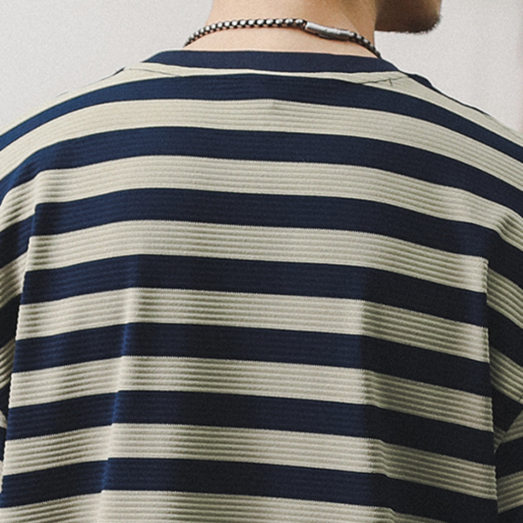 Short-sleeved T-shirt Striped Top A0961
