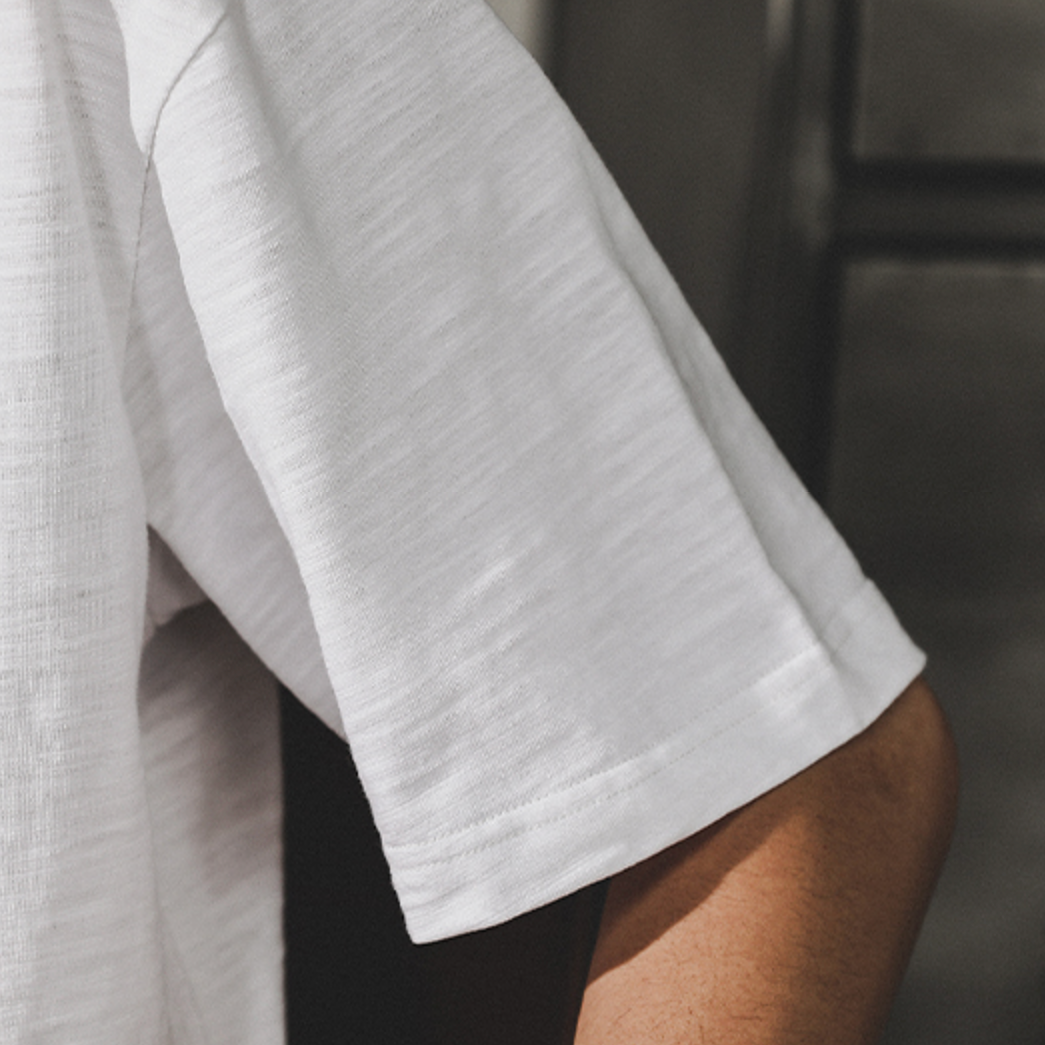 Henry Collar Short-sleeved Simple T-shirt A0966