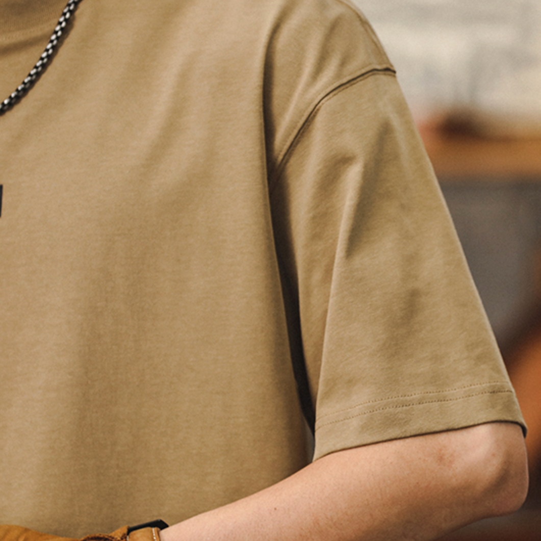 Flocking Printing T-shirt Short-sleeved A0981