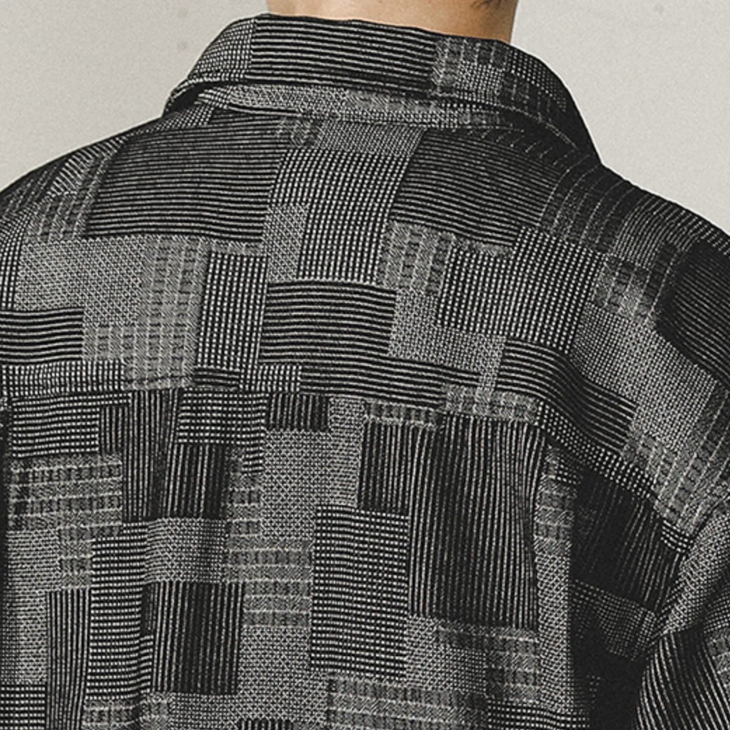 Plaid Denim Shirt Short-sleeved A0985