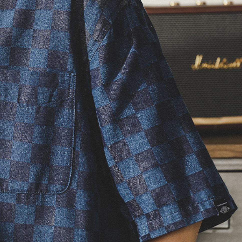 Color-woven Checkerboard Plaid Shirt A0986