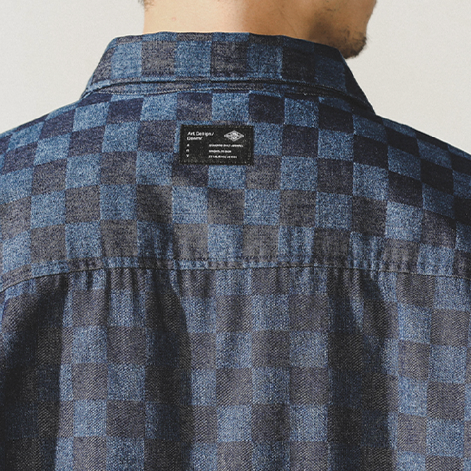 Color-woven Checkerboard Plaid Shirt A0986