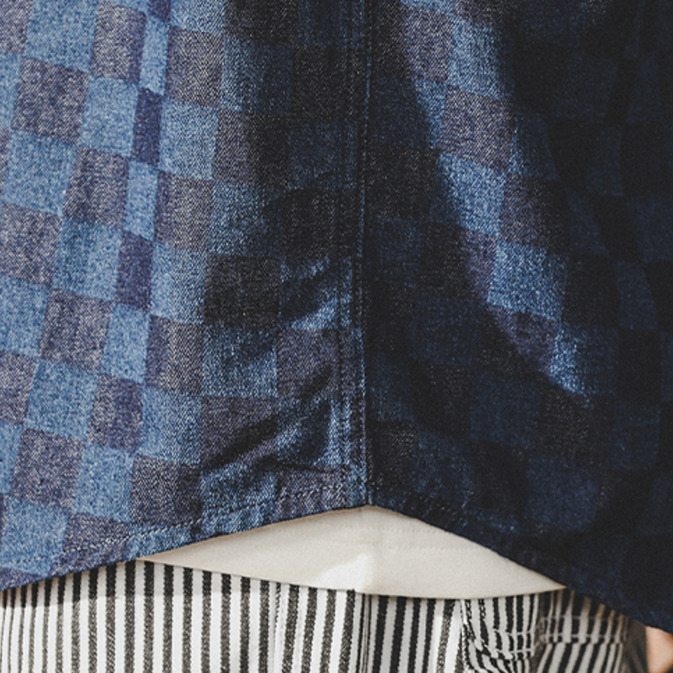 Color-woven Checkerboard Plaid Shirt A0986