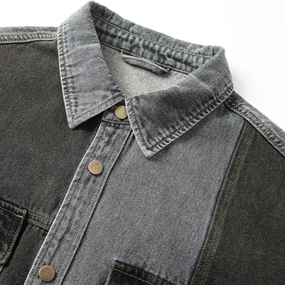 Stitching Contrast Color Denim Shirt A0989