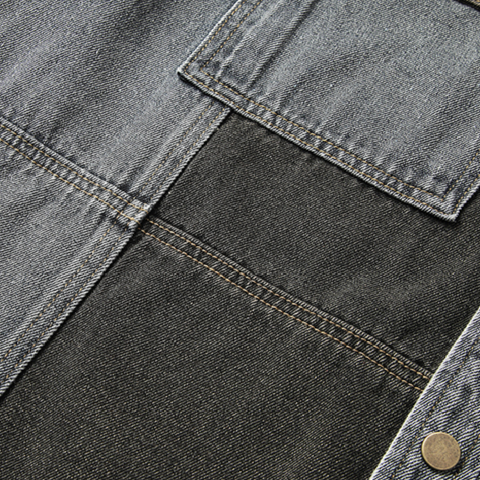 Stitching Contrast Color Denim Shirt A0989