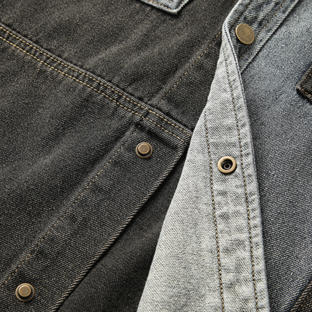 Stitching Contrast Color Denim Shirt A0989