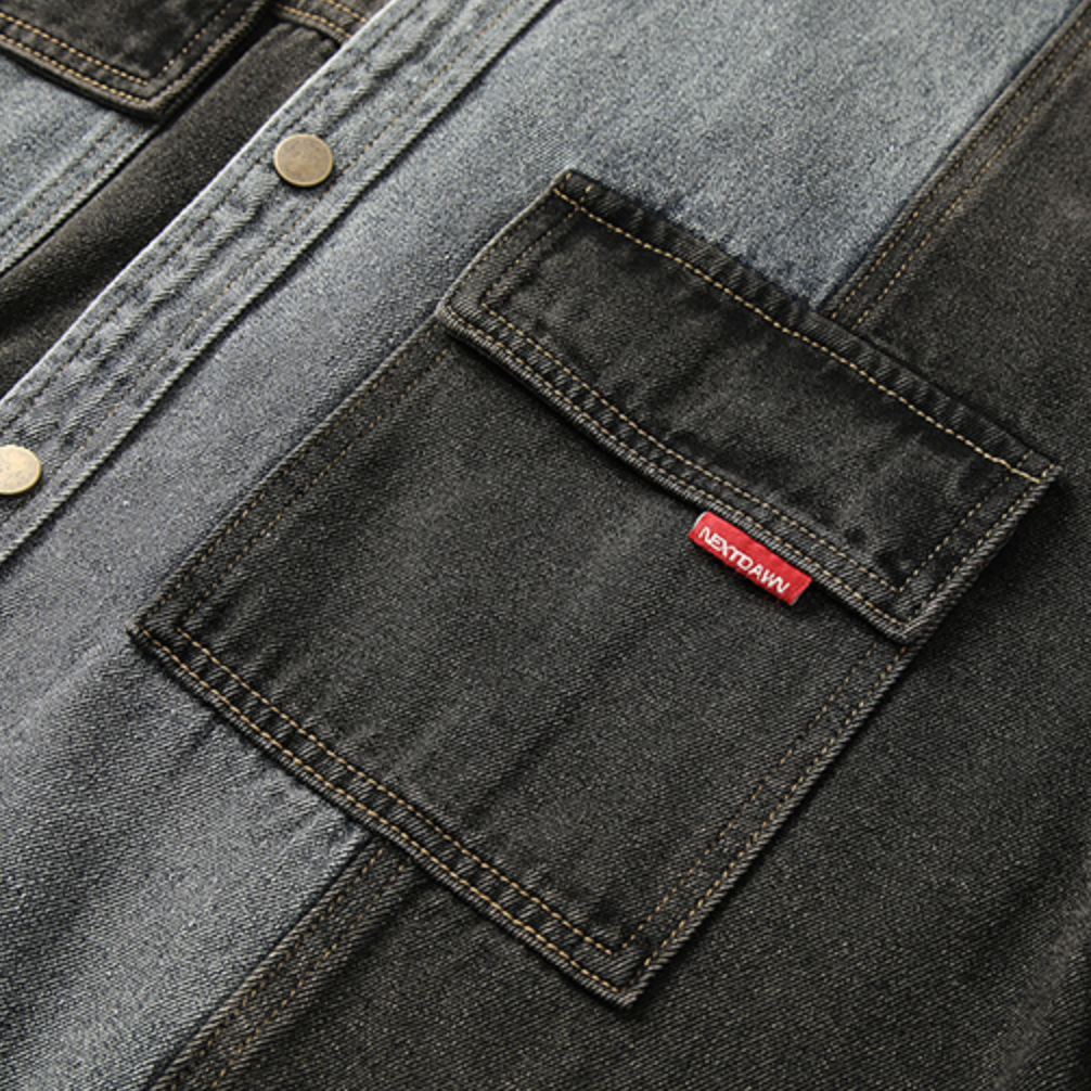 Stitching Contrast Color Denim Shirt A0989