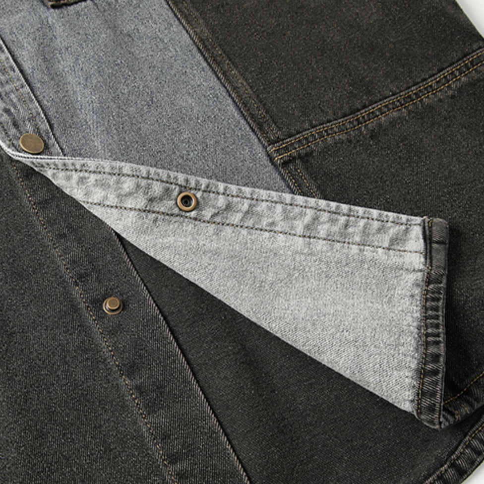 Stitching Contrast Color Denim Shirt A0989