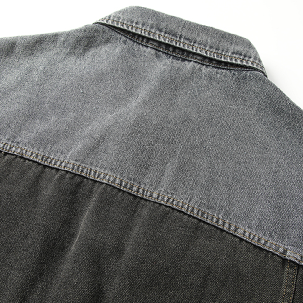 Stitching Contrast Color Denim Shirt A0989