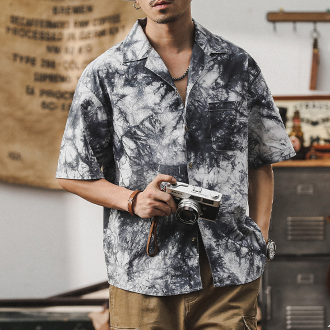 Anti-wrinkle Thin Cuban Collar Shirt A0990