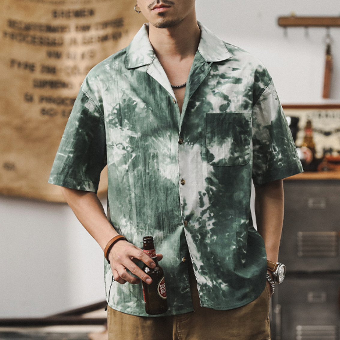 Anti-wrinkle Thin Cuban Collar Shirt A0990
