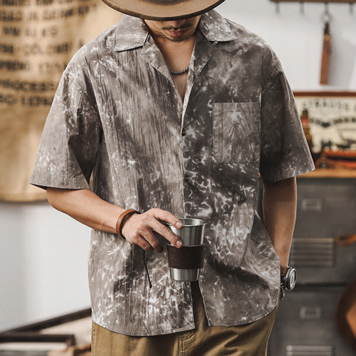 Anti-wrinkle Thin Cuban Collar Shirt A0990