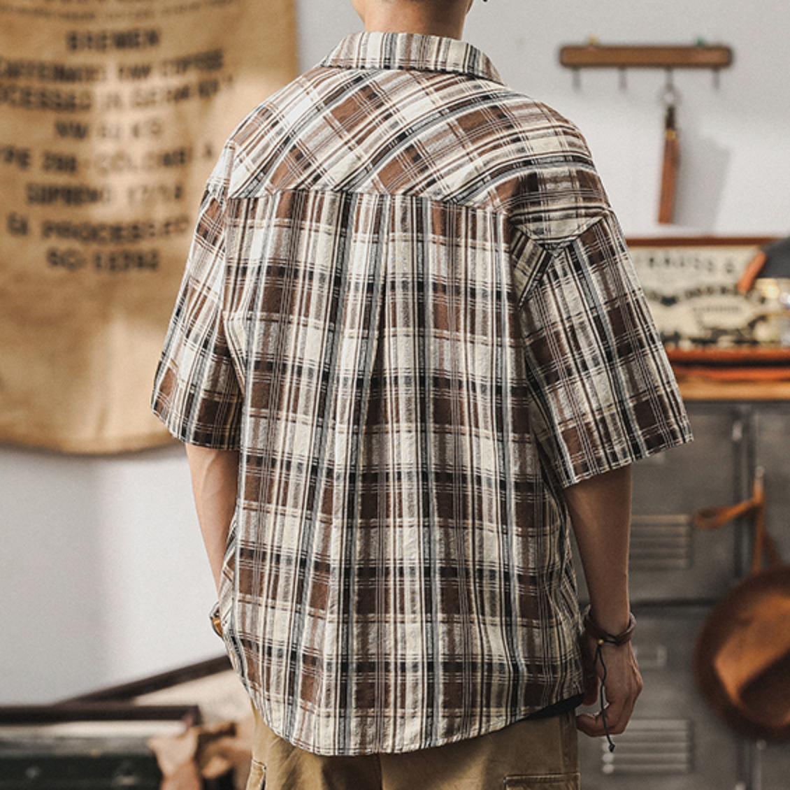 Plaid Shirt Short-sleeved A0992