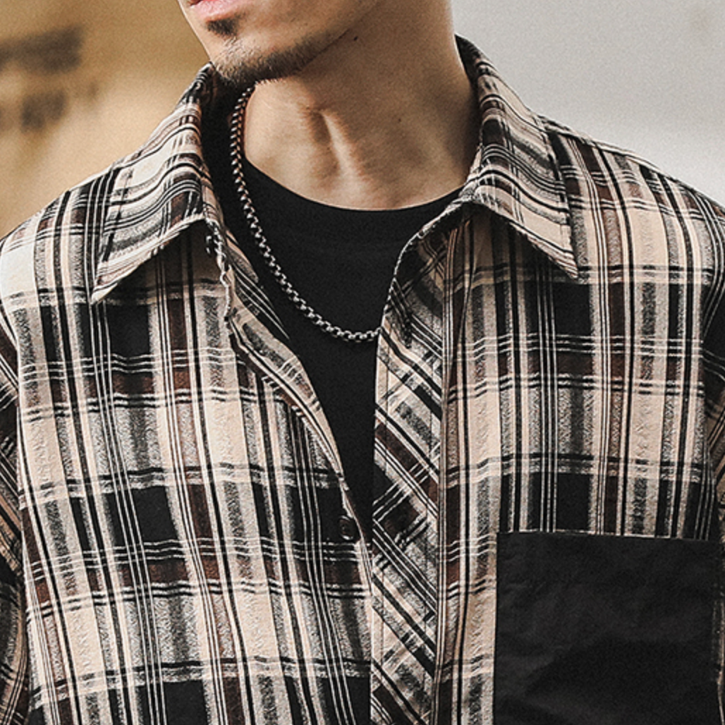 Plaid Shirt Short-sleeved A0992