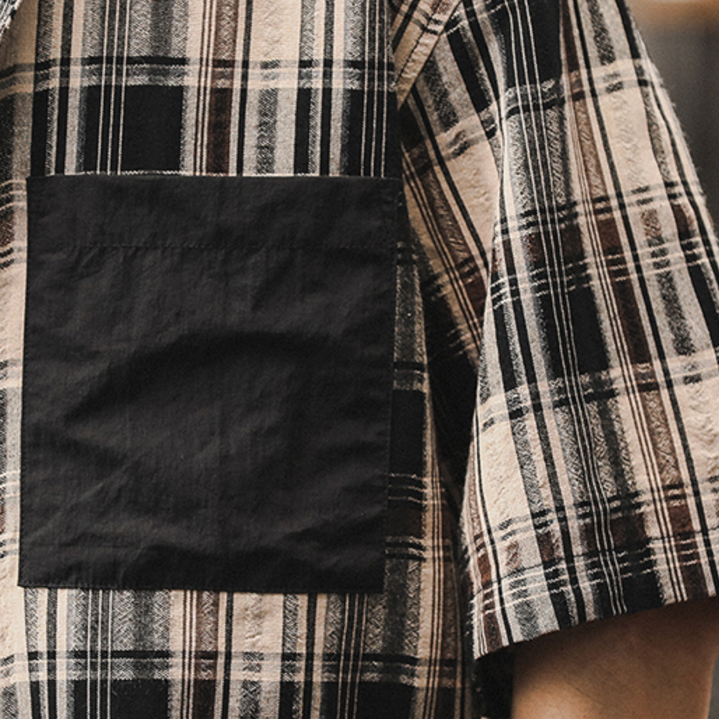 Plaid Shirt Short-sleeved A0992