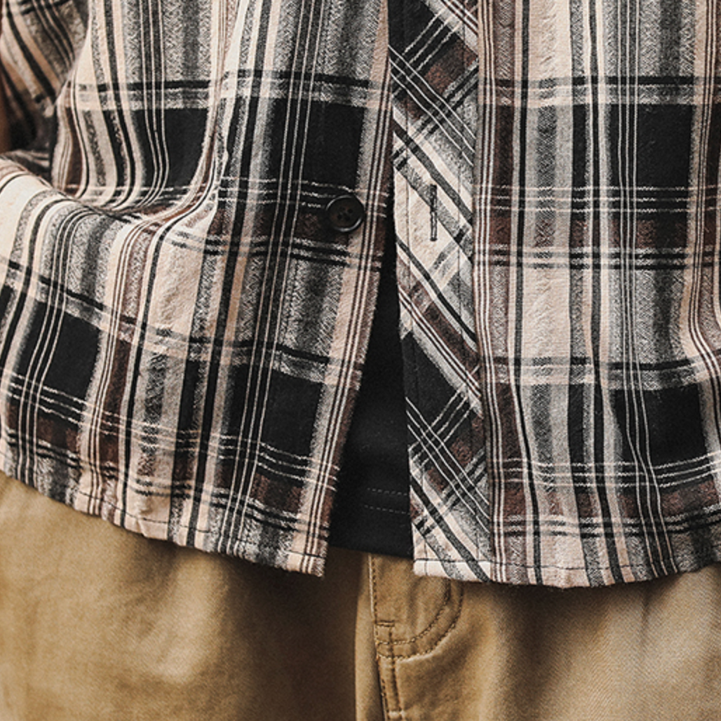 Plaid Shirt Short-sleeved A0992