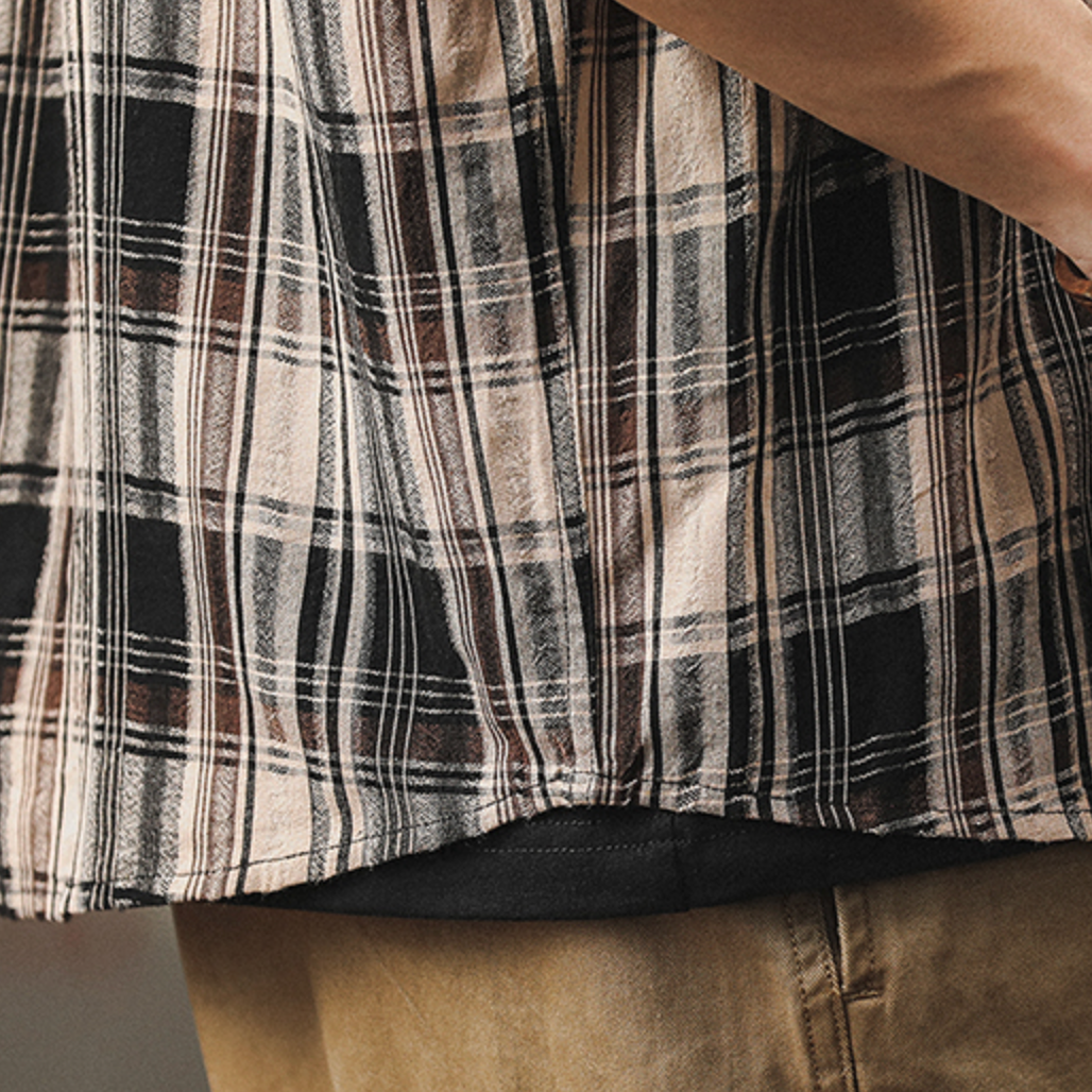 Plaid Shirt Short-sleeved A0992