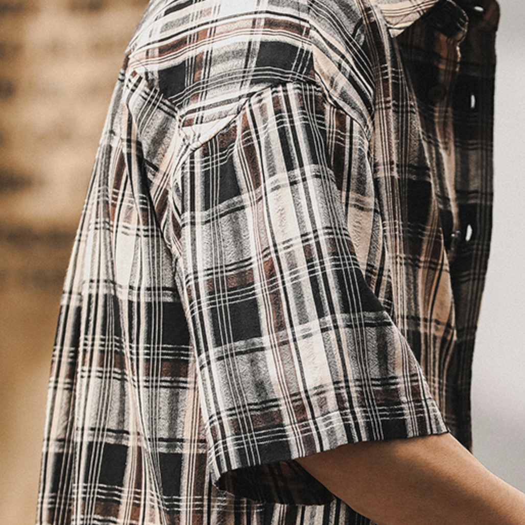 Plaid Shirt Short-sleeved A0992