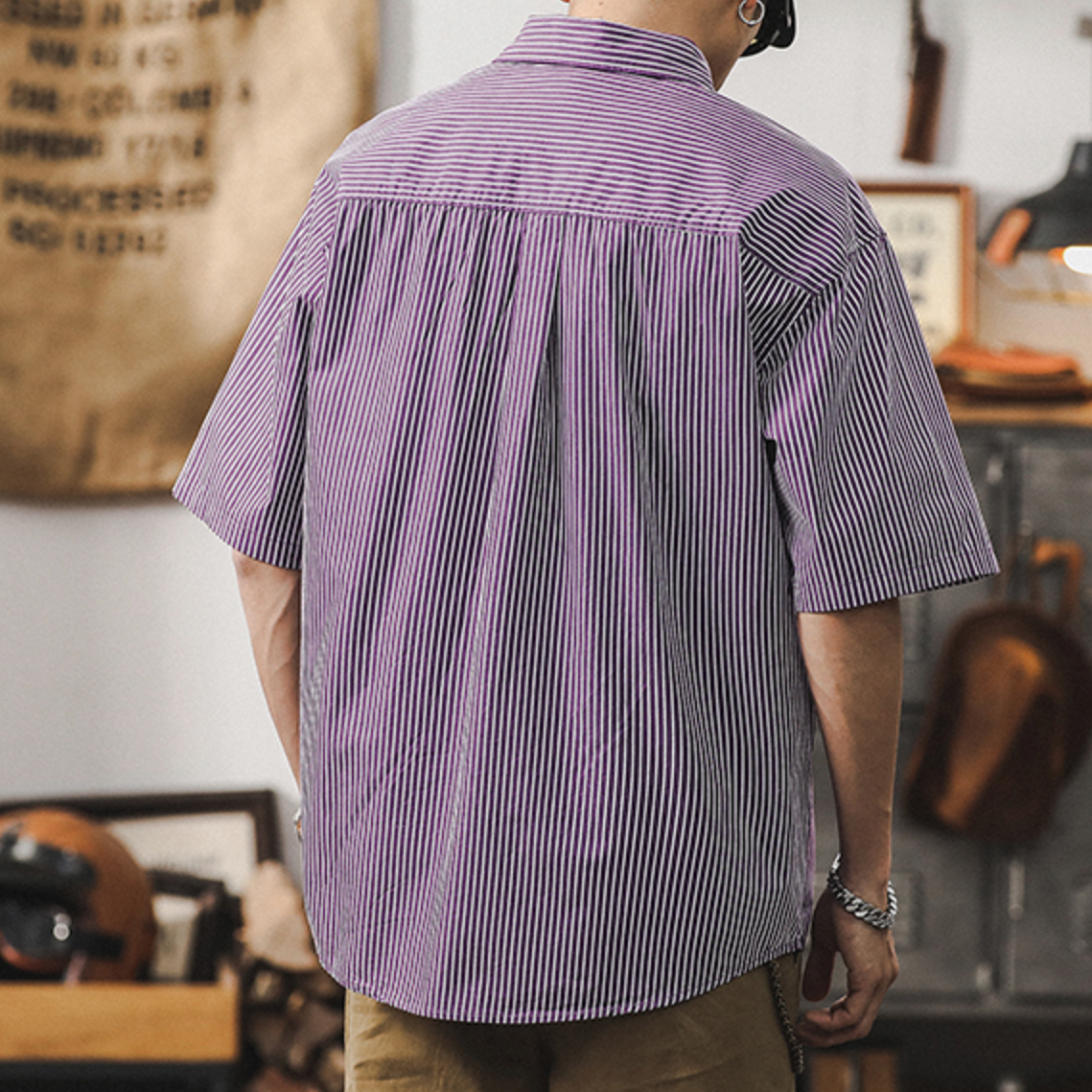 Striped Shirt Short Sleeve A0994