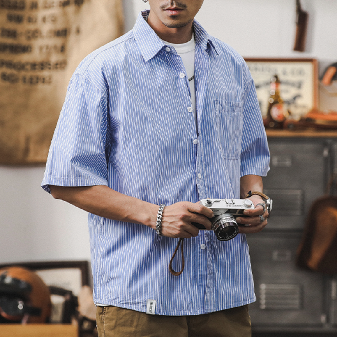 Striped Shirt Short Sleeve A0994