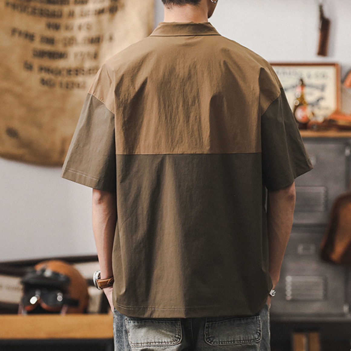 Contrast Color Stitching Shirt A0996