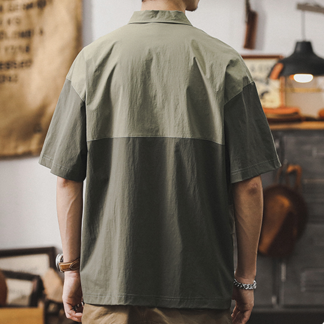 Contrast Color Stitching Shirt A0996