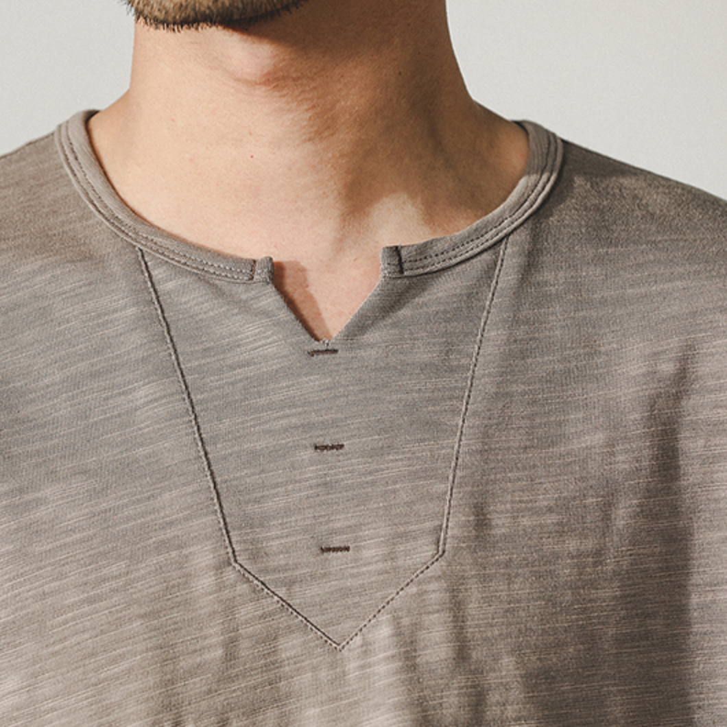 Bamboo Texture Tough Guy Henry Shirt A0997