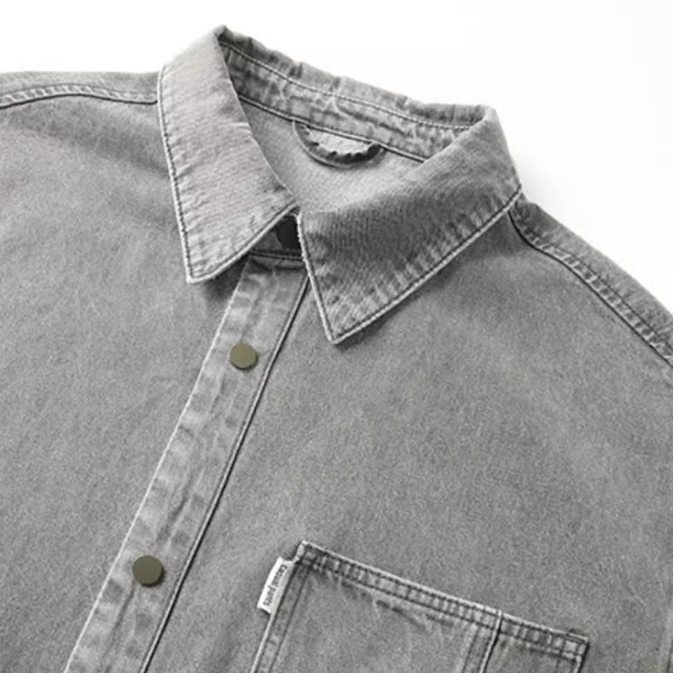 Washed Denim Shirt Short Sleeve A1025
