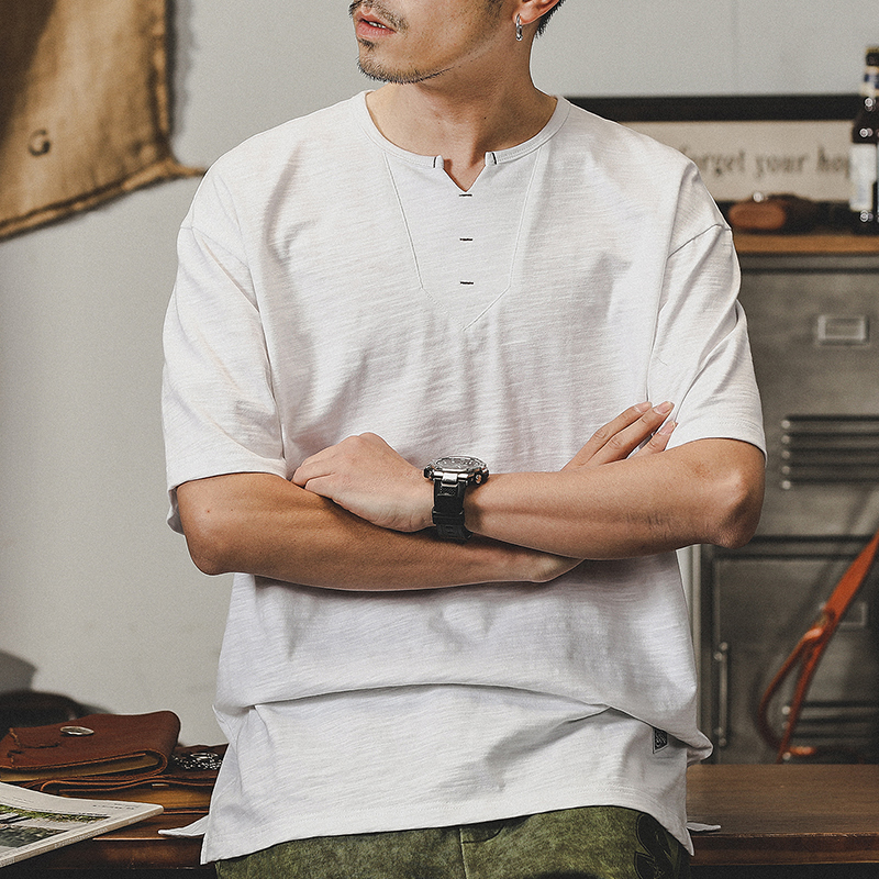 Bamboo Texture Tough Guy Henry Shirt A0997