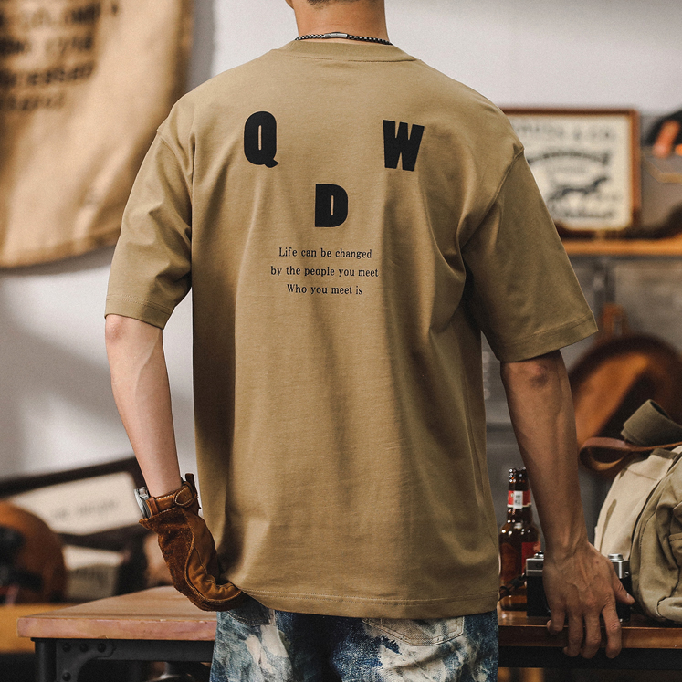 Flocking Printing T-shirt Short-sleeved A0981