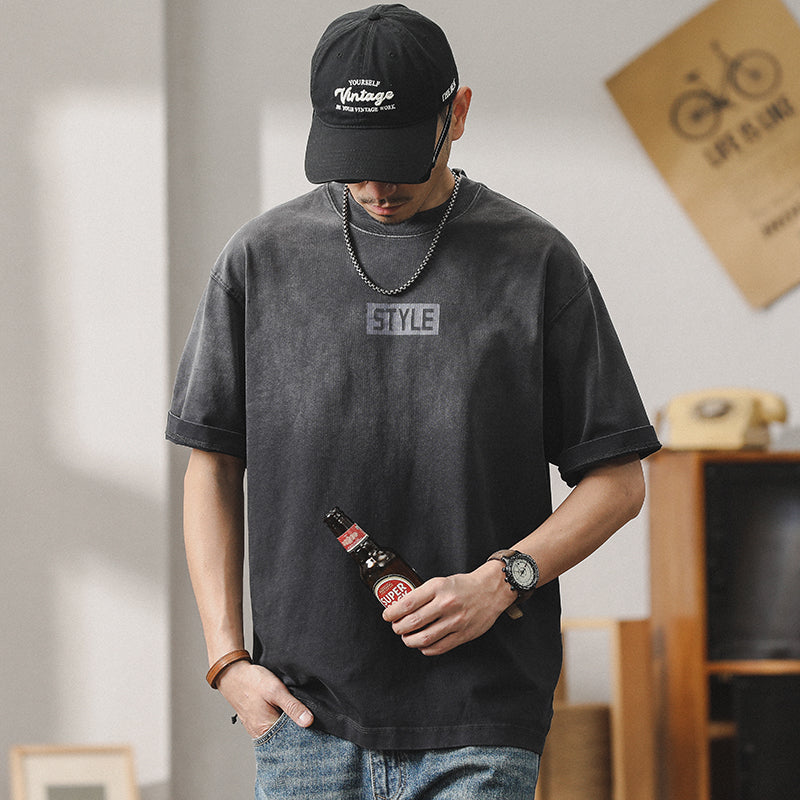American Retro Gradient Short-sleeved T-shirt A1005