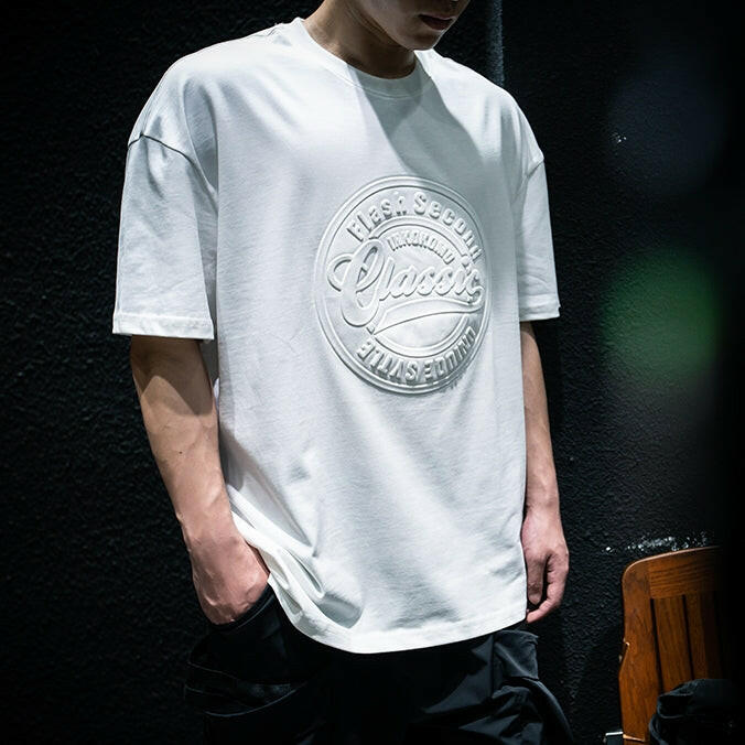 Center Print Half-sleeved Round Neck T-shirt A0184
