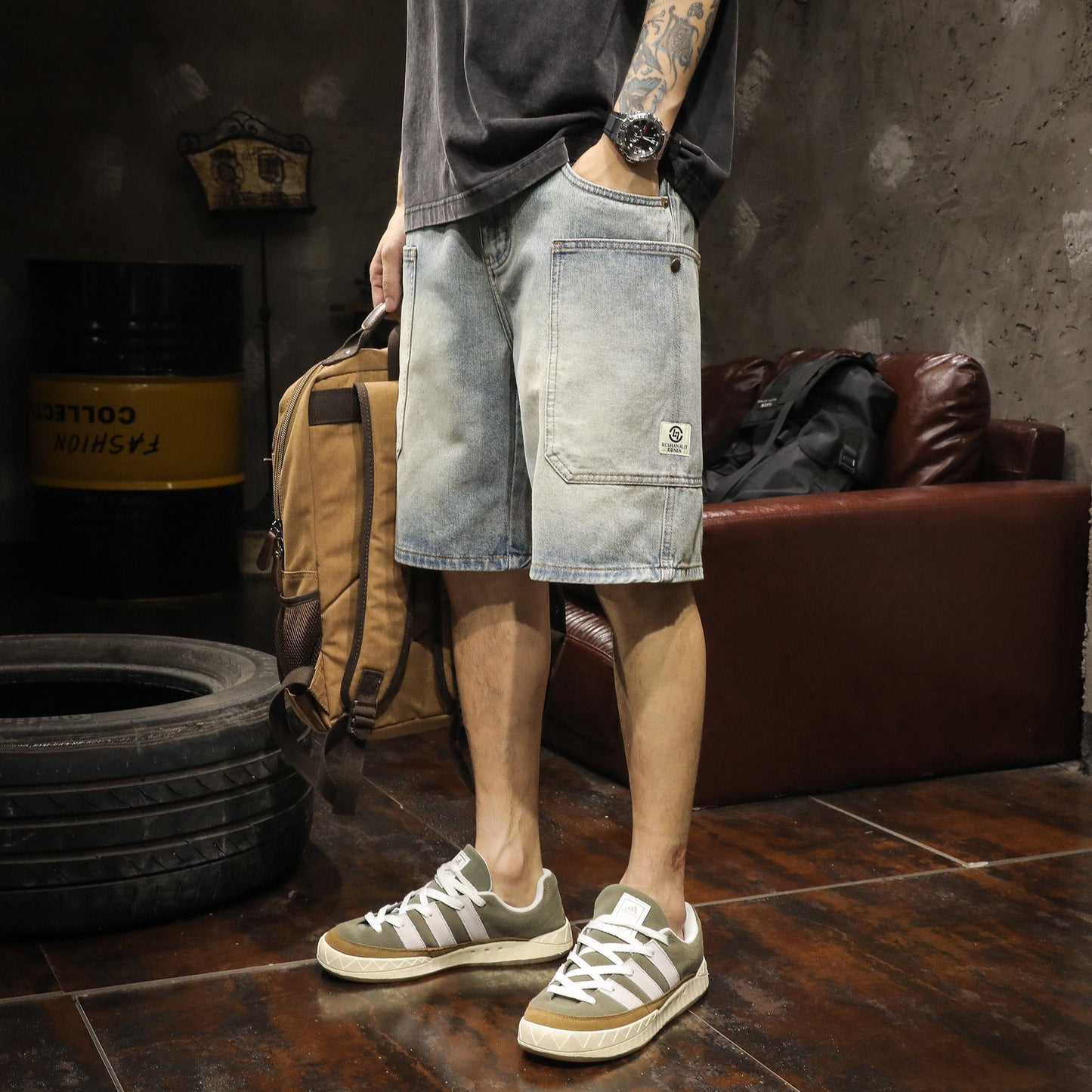 Thin Washed Denim Shorts A1011