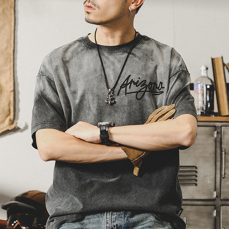 American Retro Short-sleeved T-shirt Men's A0909