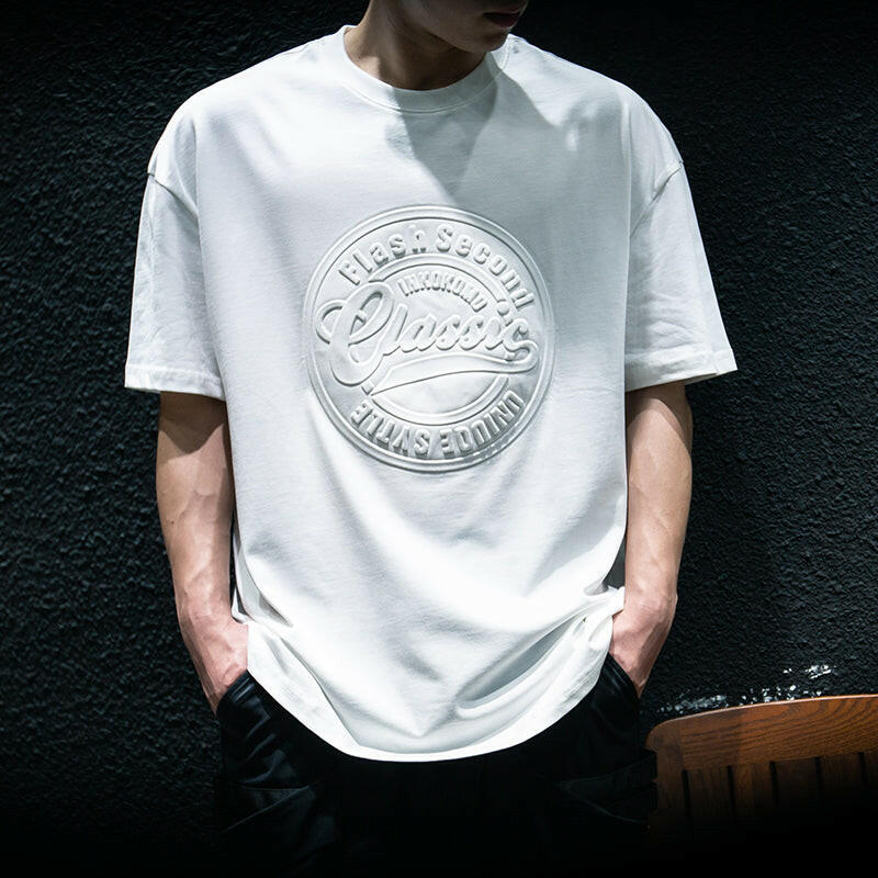 Center Print Half-sleeved Round Neck T-shirt A0184