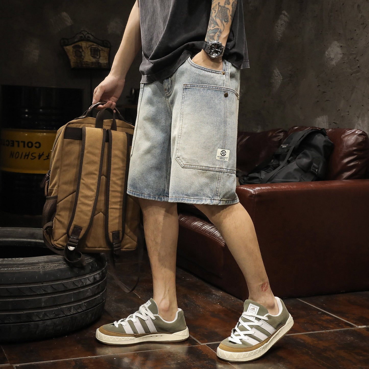 Thin Washed Denim Shorts A1011